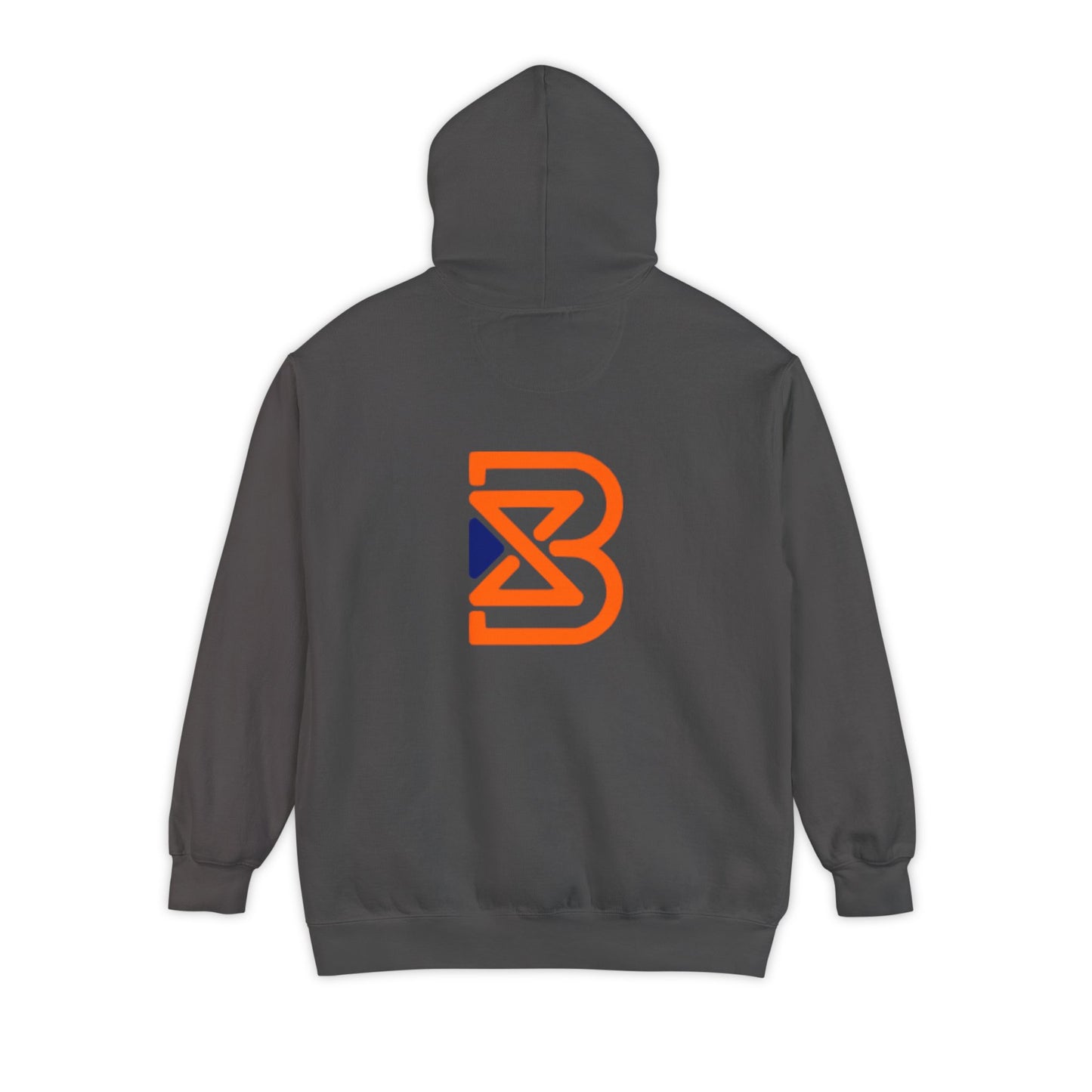 Blend Logo Hoodie — Minimal White Pullover with Orange & Navy Brand Mark