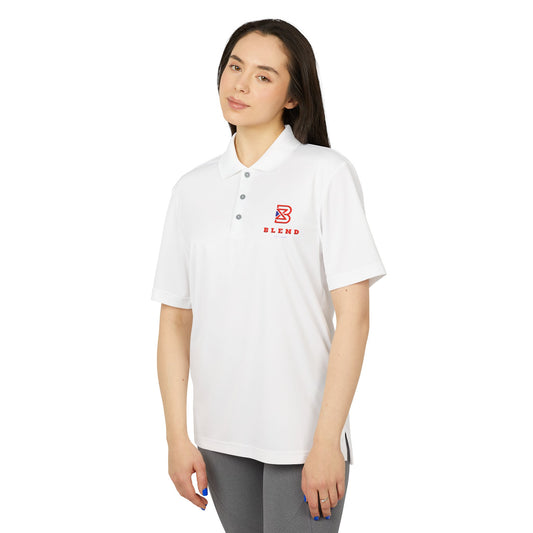 Performance Polo — Blend Logo Embroidered White Golf Shirt