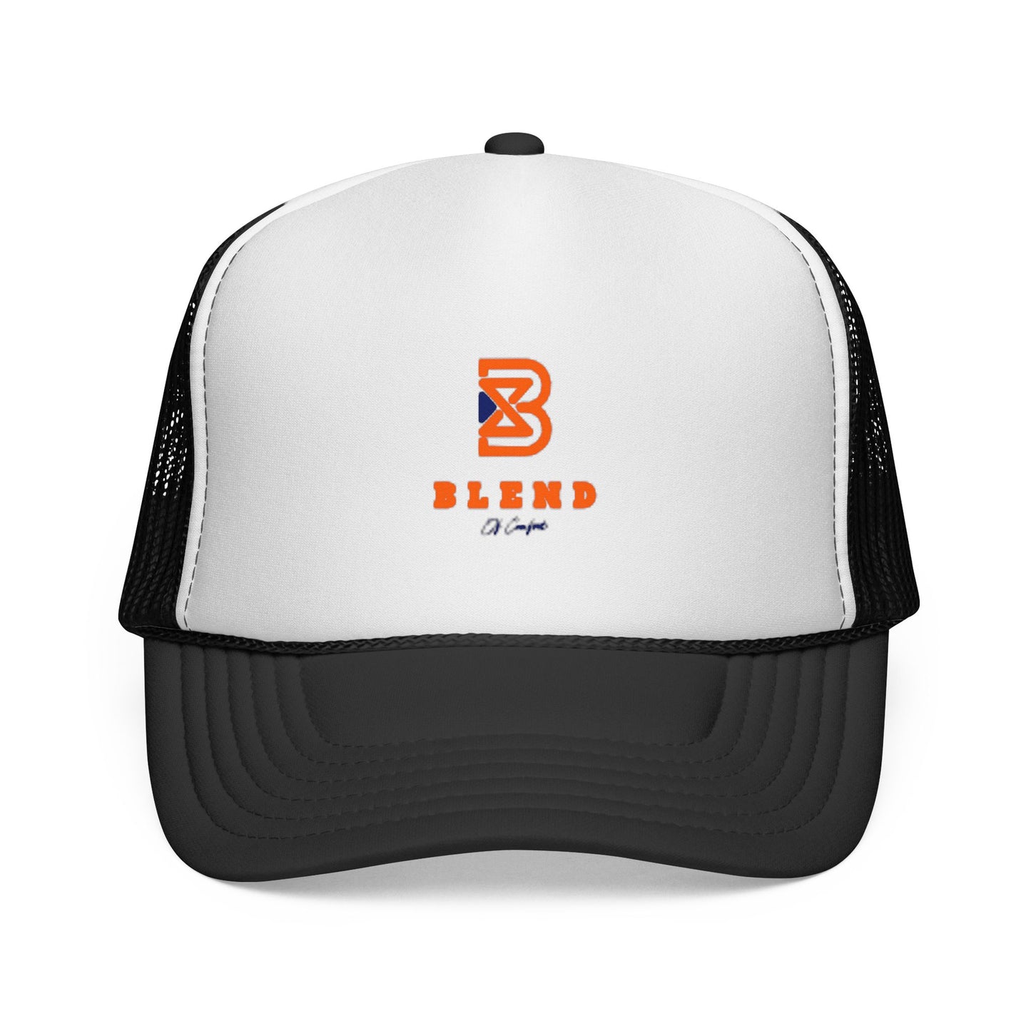 Patriotic Red-Blue Trucker Cap with 'Blend' Logo — Retro Mesh Snapback