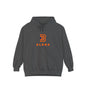Blend Logo Hoodie — Minimal White Pullover with Orange & Navy Brand Mark