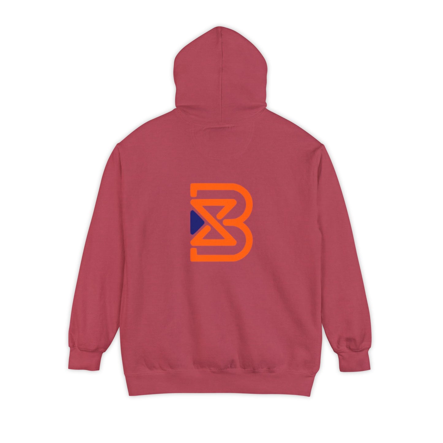 Blend Logo Hoodie — Minimal White Pullover with Orange & Navy Brand Mark