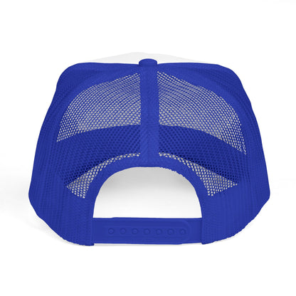 Patriotic Red-Blue Trucker Cap with 'Blend' Logo — Retro Mesh Snapback