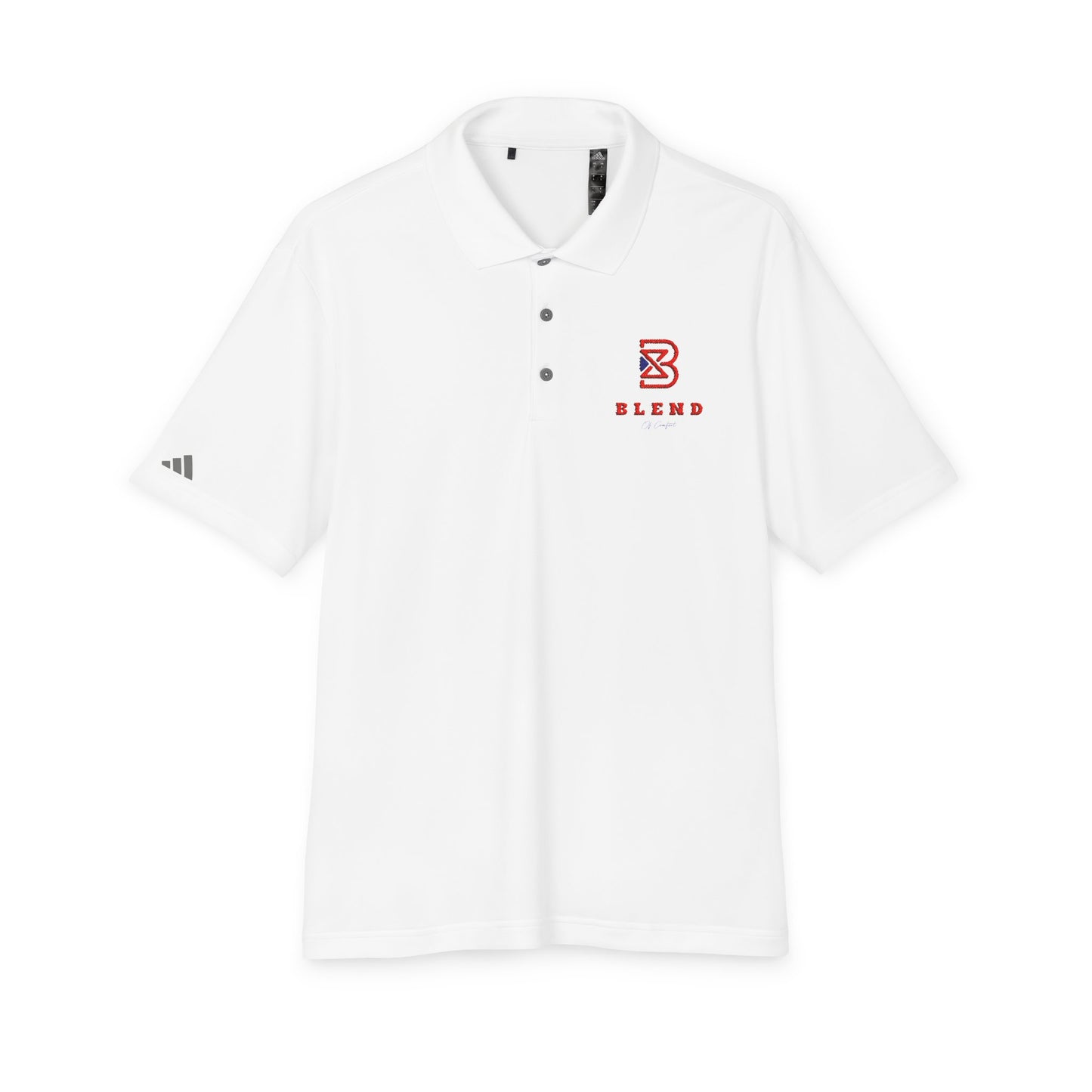 Performance Polo — Blend Logo Embroidered White Golf Shirt