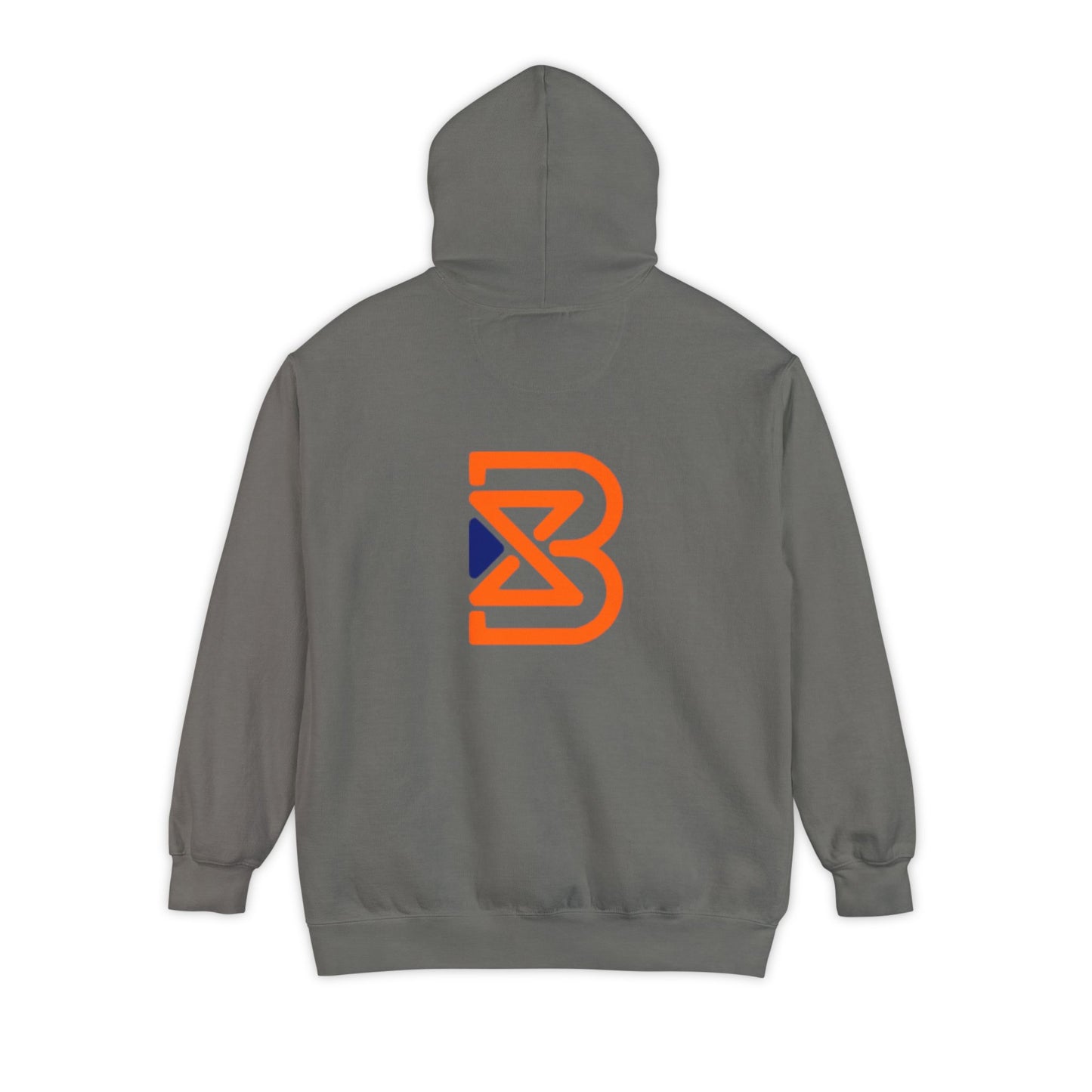 Blend Logo Hoodie — Minimal White Pullover with Orange & Navy Brand Mark