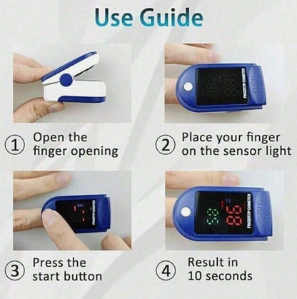 Finger Pulse Oximeter Blood Oxygen Saturation Meter SpO2 Heart Rate Monitor UK